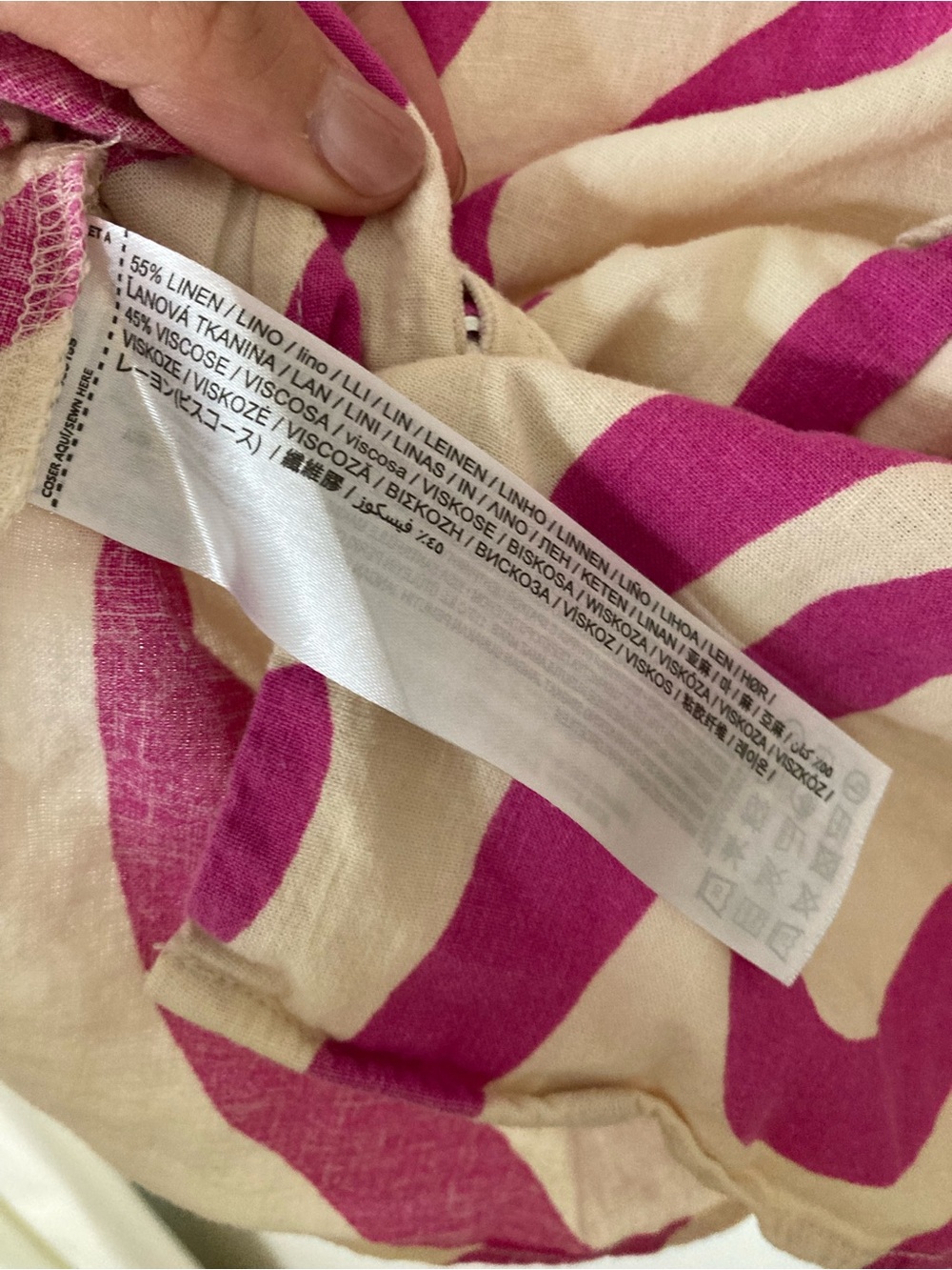 MNG Mango Linen Blend PJ Set Abstract Pink Wavy Stripe Pajama Loungewear XS 4 - Picture 5 of 11